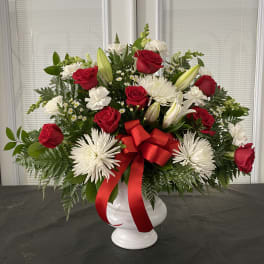 Heartfelt Sympathies Red & White Floor Mache