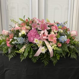 Pretty Pinks Casket Spray