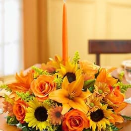 Fall centerpiece with candles