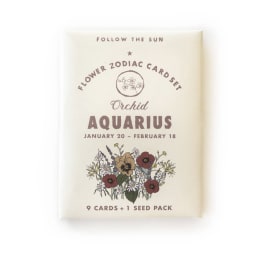 Aquarius flower zodiac card set package with floral illustration