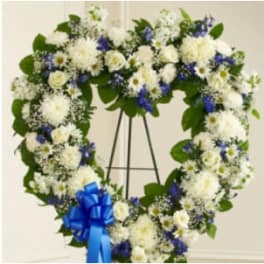 Always Remember Blue & White Floral Heart Tribute