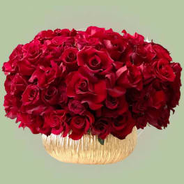 Red Roses in Vase Arrangement