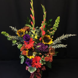 kale autumn bouquet with sunflowers