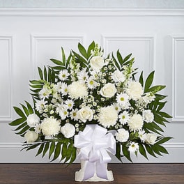 Heartfelt Tribute White Floor Basket Arrangement