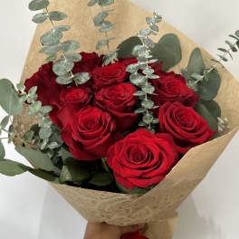 Roses and Eucalyptus Bouquet