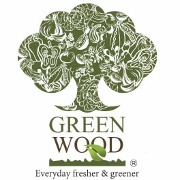 Green Wood logo with a stylized tree and text on a white background