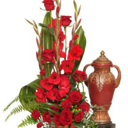 RED REMEMBRANCE CREMATION FLOWERS (URN NOT INCLUDED)