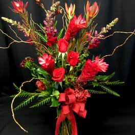 Premium long red roses and exotics