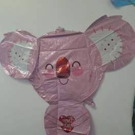 Pink koala-shaped foil balloon with a heart that says I LOVE YOU