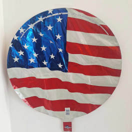 Round foil balloon printed with the U.S. flag