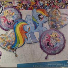 My Little Pony balloon bouquet set with rainbow pony and heart-shaped balloons