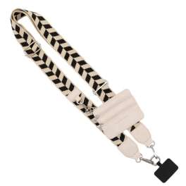 Patterned adjustable bag strap with a small zip pouch