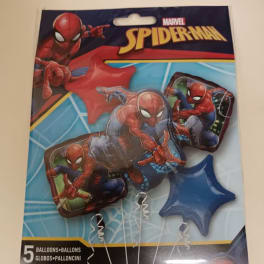 Spider-Man themed balloon bouquet package with five balloons