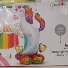 Box for a rainbow unicorn decorative balloon.