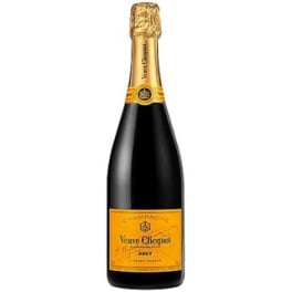 Bottle of Veuve Clicquot champagne on a white background