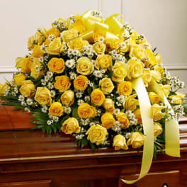 Cherished Memories Rose Half Casket Cover - Yellow