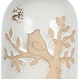 Ceramic bell ornament with a tree and bird design