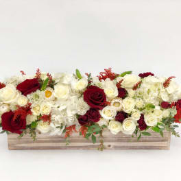 Red and White long wood box
