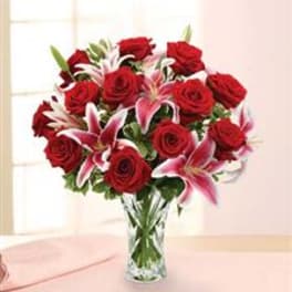 Lenox Crystal Vase With Rose & Lily Bouquet