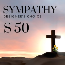 Sympathy designer's choice graphic with a cross and sunflowers