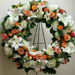 30" CHERISHED LIFE WREATH ON EASEL