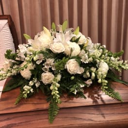 All White Casket Spray