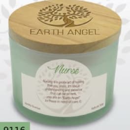 Mint-green candle in a glass jar with a wooden lid