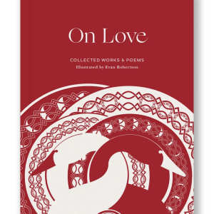 Red book cover with white decorative patterns and the title On Love