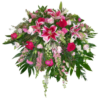Large pink and white floral spray with lilies and roses