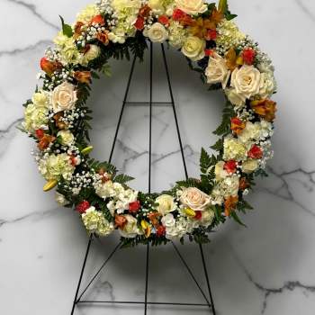 Orange and White Standing Wreath