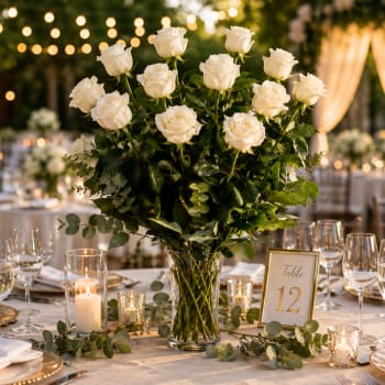 RV12W White Roses Vase