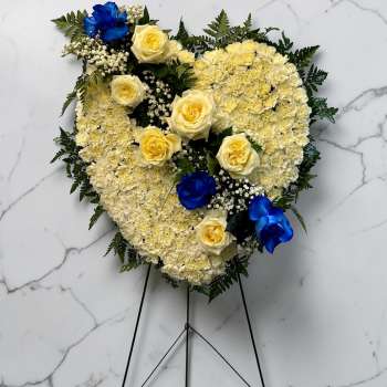 White and Blue Sympathy Heart