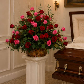 K646 Roses of Remembrance End Basket