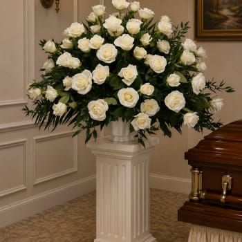 K650 Pure Reflections White Rose End Basaket