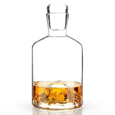 Pacific Northwest Mountain Themed Crystal Liquor Decanter