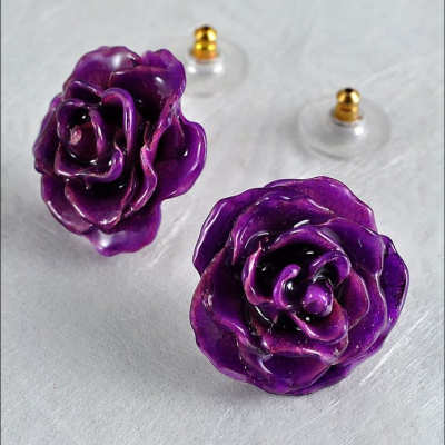 Preserved Lilac Rose Earrings