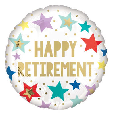 18" Happy Retirement Star Patterned Mylar