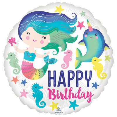17" Mermaid Happy Birthday Mylar