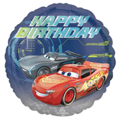 17" Happy Birthday Cars Mylar