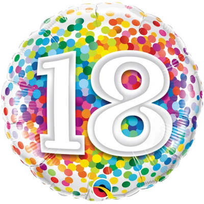 18" 18th Birthday Confetti Mylar