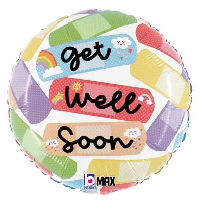 18" Get Well Soon Bandages Mylar