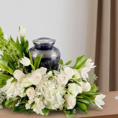 Serenity White – Urn Memorial Arrangement
