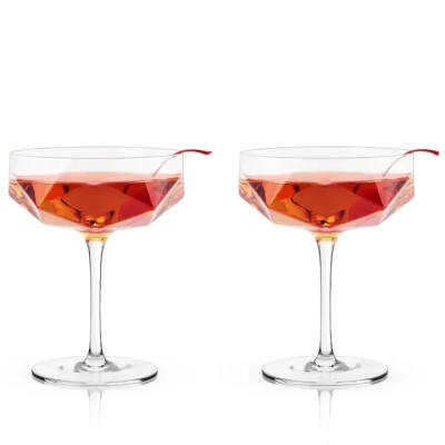 Seneca™ Faceted Crystal Coupes - Set of 2