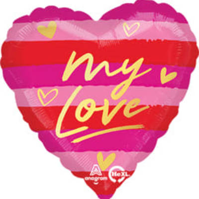 18" Striped My Love Mylar