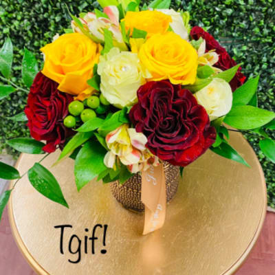 Happy Holidays Mixed Roses Arrangement by Donya's