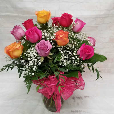 Medium Stem Dozen Mixed Roses