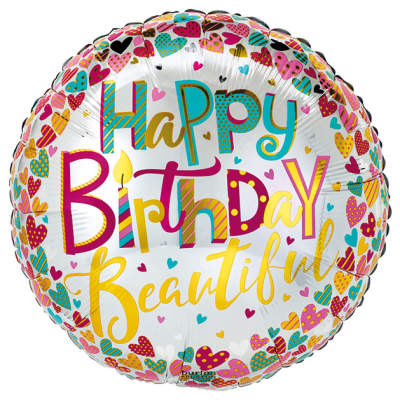 17" Happy Birthday Beautiful Mylar