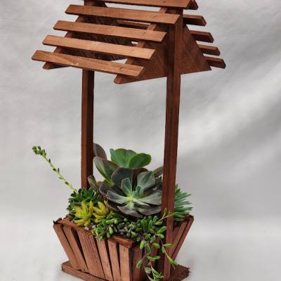 Redwood Well Succulent Planter