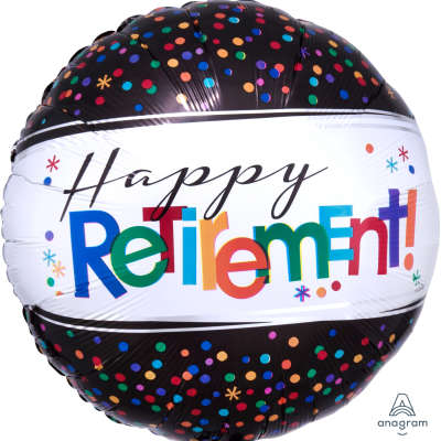 18" Confetti Happy Retirement Mylar
