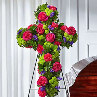 Tribute Rose Floral Cross